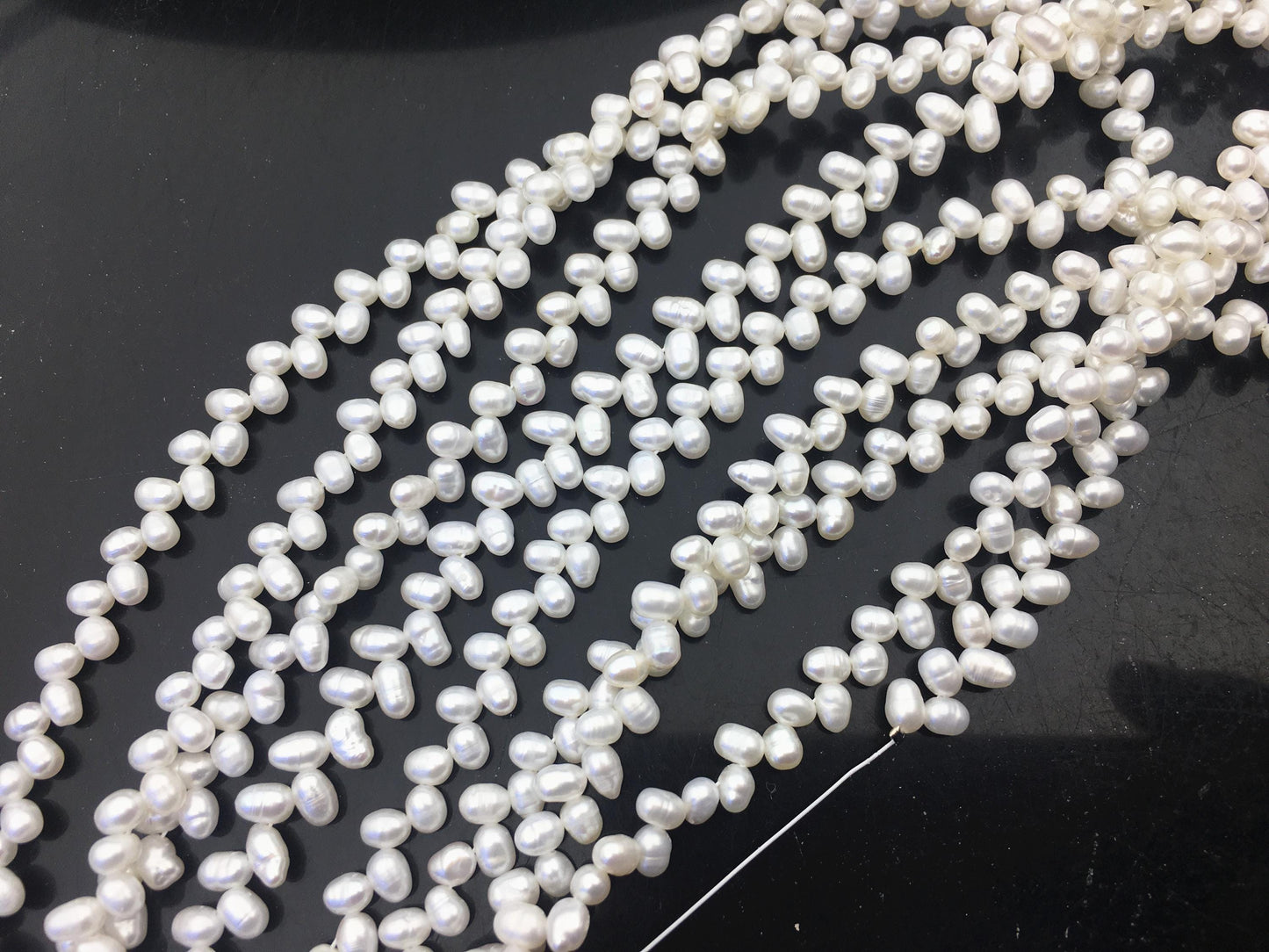 AA+ 4-4.5mm white rice pearls,full strand,oval loose pearl beads,diy pearl,genuine pearl,Cultured pearl,diy pearl beads,LR4-T4