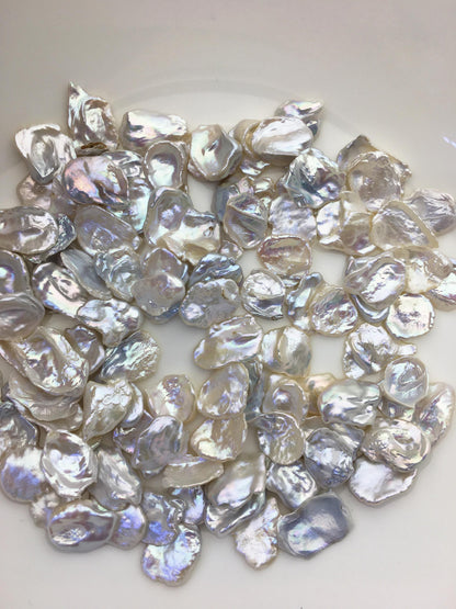 30pcs AAA/AA+ 12-13mm white thin keshi freshwater pearls,no hole,ZS-127-4