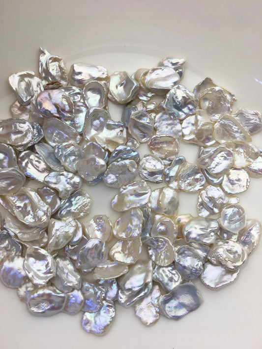30pcs AAA/AA+ 12-13mm white thin keshi freshwater pearls,no hole,ZS-127-4