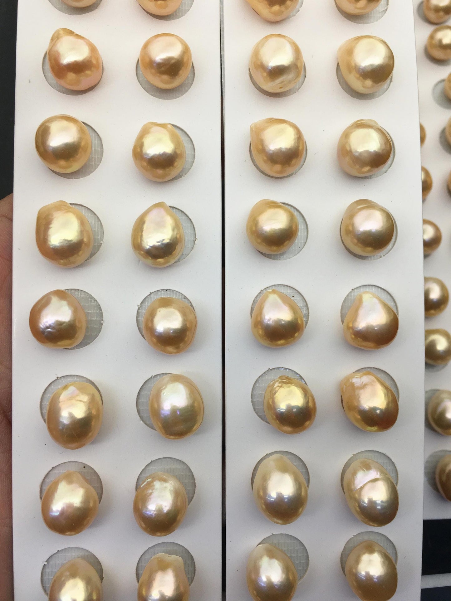10pairs AAA 12-13mm Natural Orange Rainbow long baroque drop edison freshwater pearl Pair,top half hole,ED11-3A-2-20