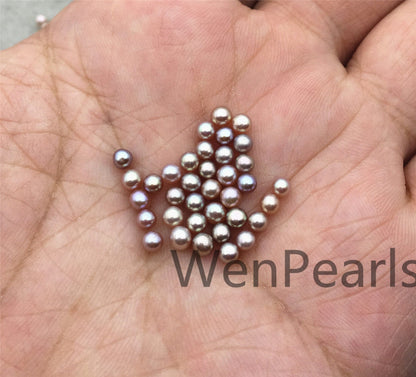 AAA 3-3.5mm purple pink seed pearl bead,small freshwater round loose pearl wholesale,tiny pearl supply,no hole,half drilled,RP3-3A-4