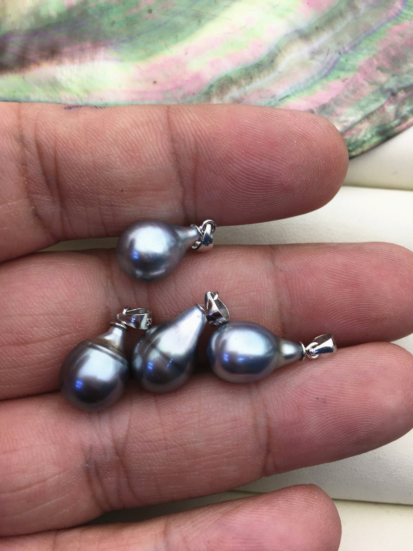 1pc 8-10mm Long Tail Drop Tahitian Pearl Pendant, Sterling silver Pendant,natural color sea pearl,pearl necklace - NC1-024