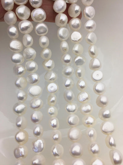 AAA 9.4-10.5mm white nugget freshwater pearls,cultured freshwater baroque pearl bead string,LM10-3A-6