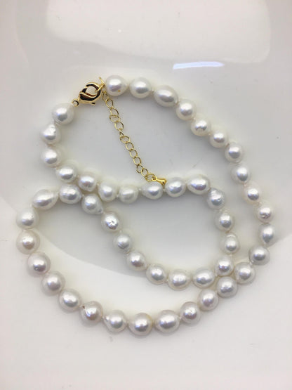 17'' AA+ 7-8mm white rice freshwater Pearl necklace,genuine freshwater Pearl necklace,Natural Pearl Necklace,NPN1-T3