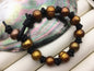 Brown pearl leahter bracelet,Handmade Cuff,Black Pearls on Brown Leather,Black leather bracelet,Le7-001
