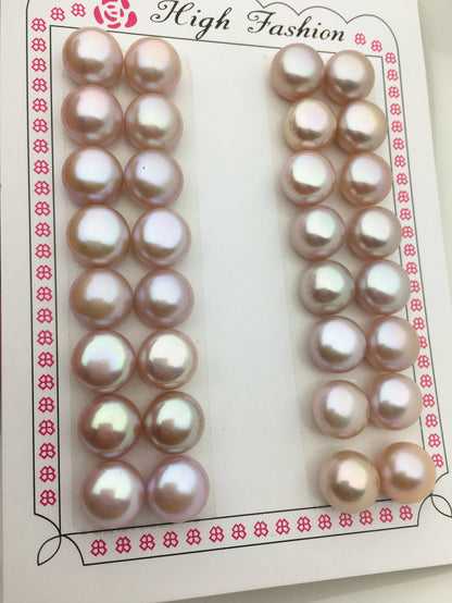 1 pair AAA+ 10.5-11mm Purple button Round freshwater pearls pair,BTN11-4A-1-2