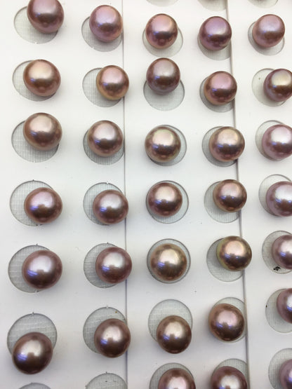 1 pair AAA 11-12mm Purple Rainbow Round edison freshwater pearl,ED12-3A-1-20