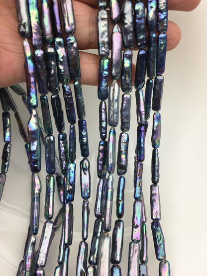 15.5'' AAA 5-6mm Black Blue rectangle pearls,ZS-80-25-19