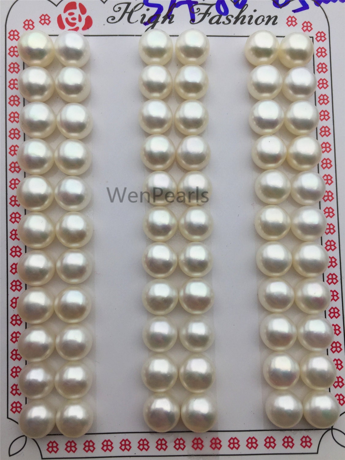 11 pairs AAA+ 8-8.5mm White button round freshwater pearls,button earrings,genuine freshwater pearls,half drilled pearls,BTN8-5A-1