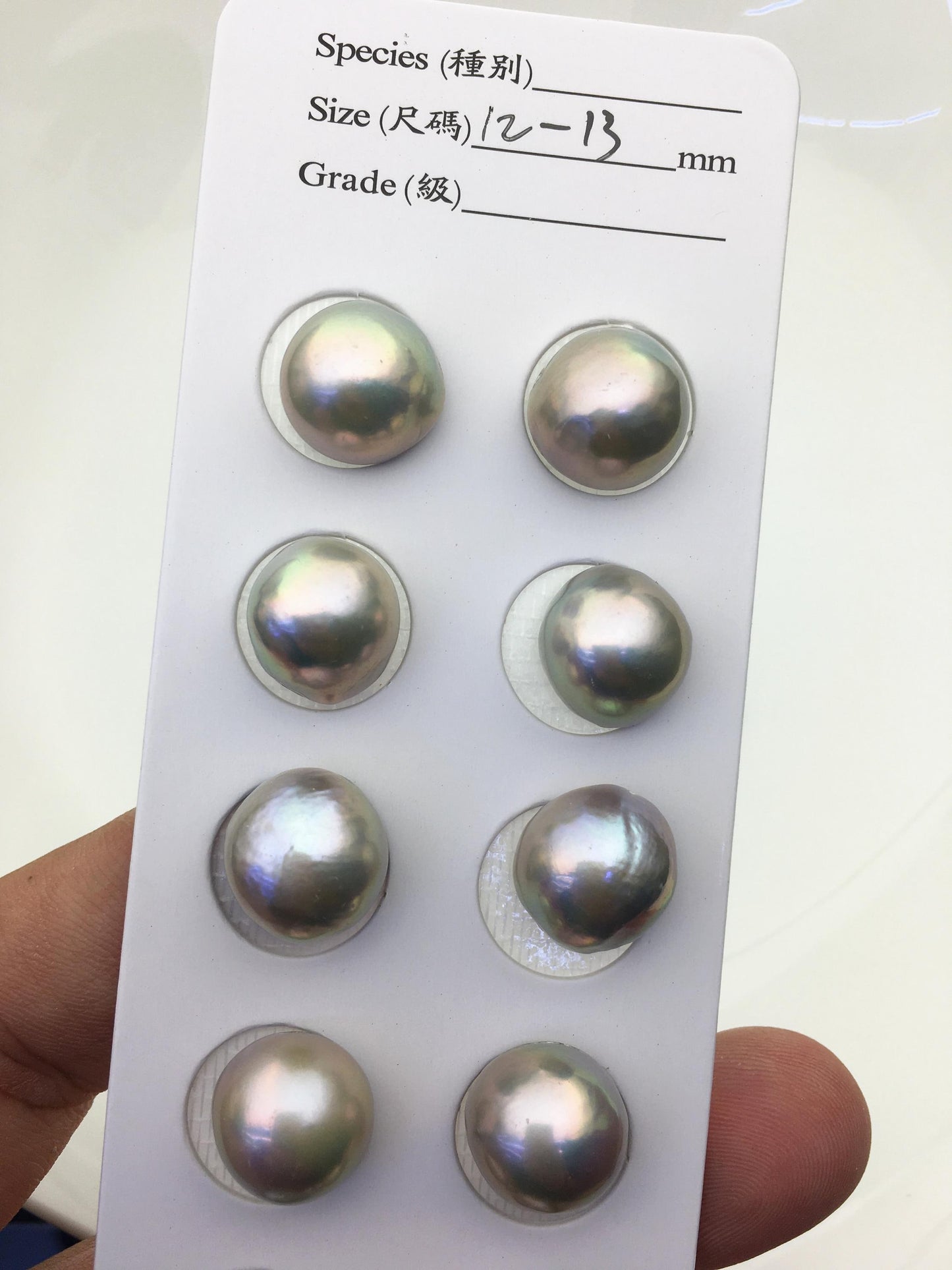 6 pairs AAA 12-13mm Gray Freshwater Mabe Pearl Pair,no hole,Half Ball Button Round Shape,MB-T34
