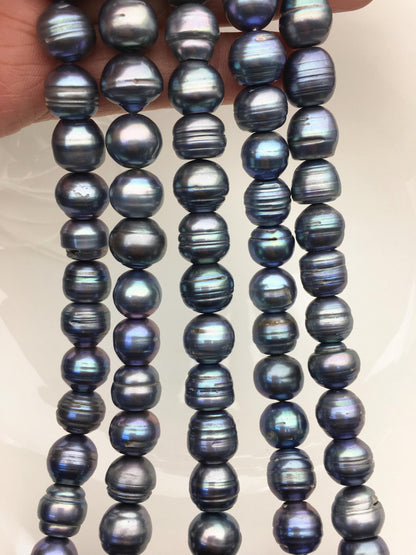 16.5'' AA 11.5-12.5mm blue black button freshwater pearls,Cultured pearl,diy pearl beads,gift for her,necklace,Christmas,SM12-T5