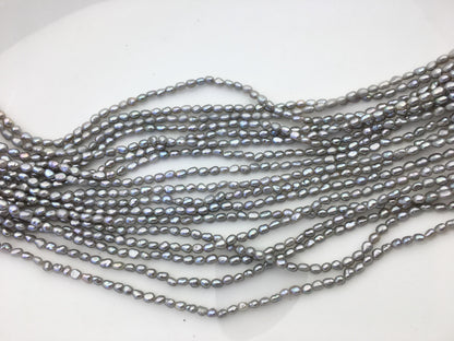 AAA 2.5-3mm gray nugget seed pearls,irregular nugget freshwater pearl strand,cheap price,pearl factory china,LM2-3A-20