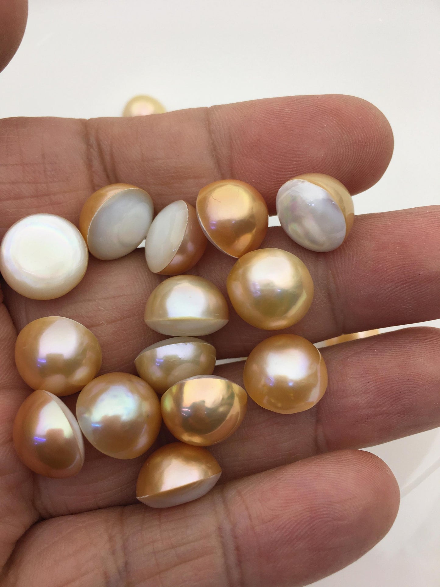 21pcs AAA 12-13mm Baroque Mabe Natural Orange Rainbow Freshwater Pearls,no hole,MB-T52