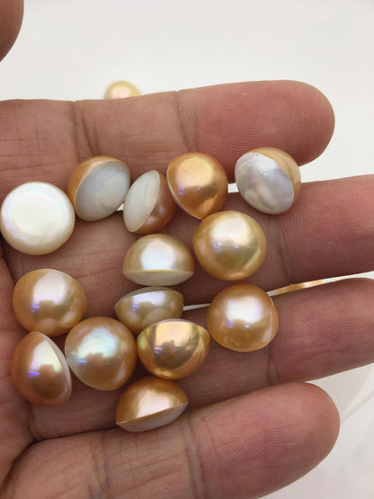 21pcs AAA 12-13mm Baroque Mabe Natural Orange Rainbow Freshwater Pearls,no hole,MB-T52