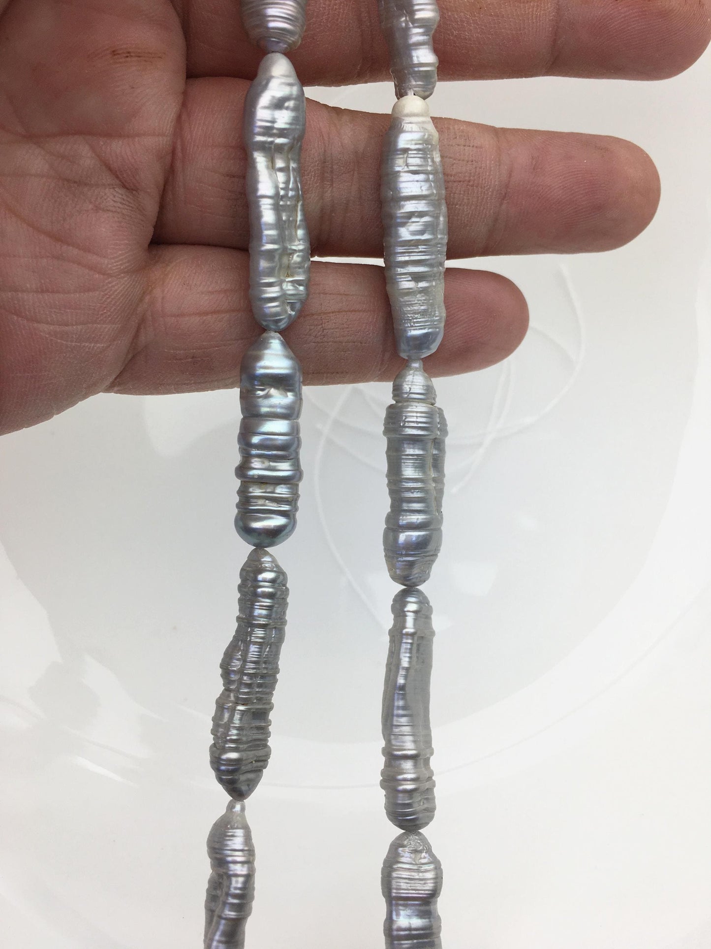 AA 6-9mm Gray Biwa keshi Freshwater Pearl,ZS-200-84