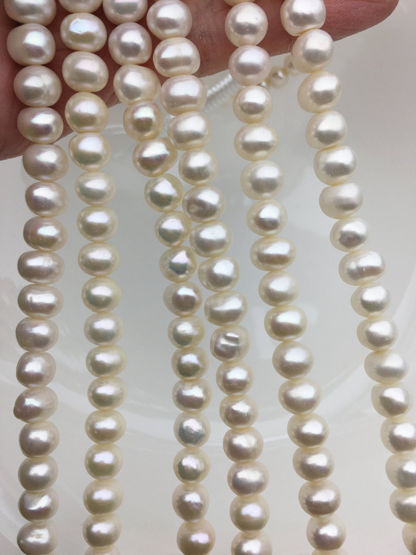 AA+ 7.5-8.3mm white baroque button potato freshwater pearls,8mm Rondelle pearl Beads,SM8-2A-4