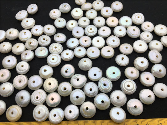 10pcs AA 14-15mm white coin freshwater pearls,2.2mm large hole,Rondelle Pearl Beads,large coin pearls,diy bead,COIN14-2A-13