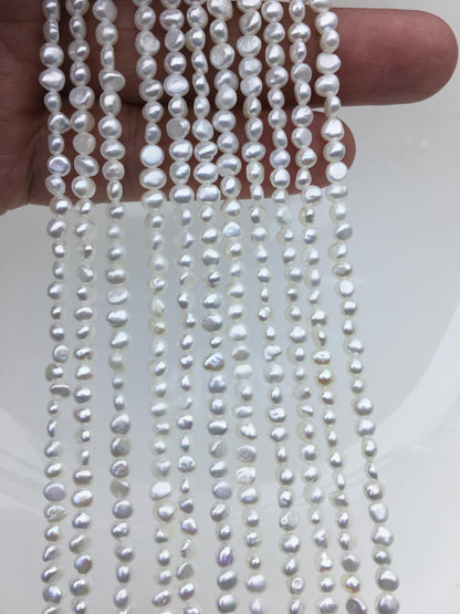 AAA 3-3.5mm Tiny white irregular nugget freshwater pearls,LM3-3A-1