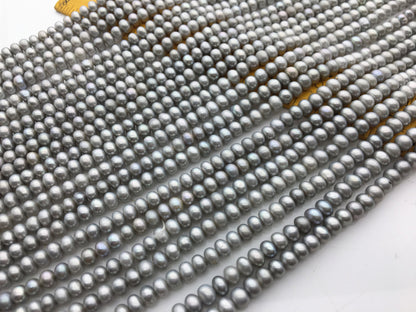 AAA 5-5.5mm gray button round freshwater pearls,Rondelle pearl Beads,gray freshwater pearl,loose strands,SM5-3A-20