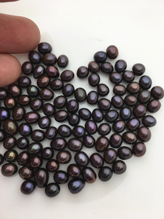 30pcs AAA 6-7mm deep brown rice freshwater pearl beads,no hole,LR6-T7