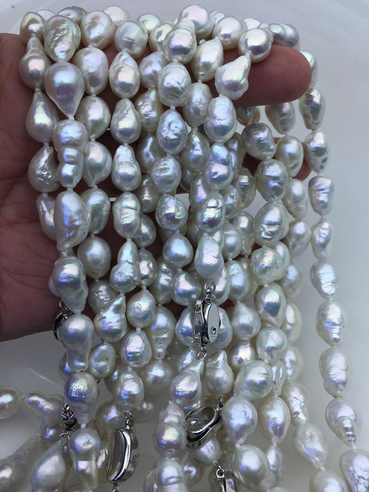 17.5'' AA+ 9-11mm white baroque drop edison freshwater Pearl necklace,genuine Natural Pearl Necklace,NPN1-T30-4