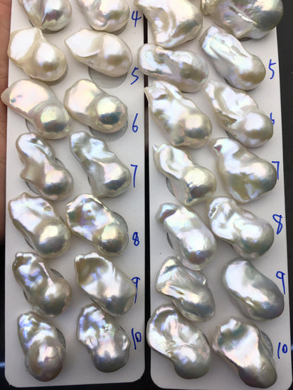 1 pair AAA 14-18x20-28mm White Flame ball Pearl Pairs-0.9mm top half hole-large Baroque freshwater pearl pairs,Fire Ball Pearl,FL15-3A-8-43