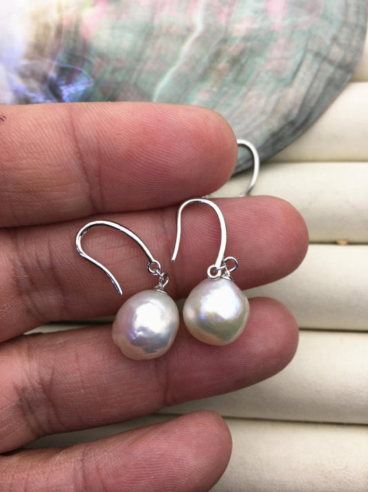 1 pair AAA 10-11mm white drop edison pearl dangle earrings,S925 Sterling Sliver earrings,wedding pearl earrings,SE3-T9-12