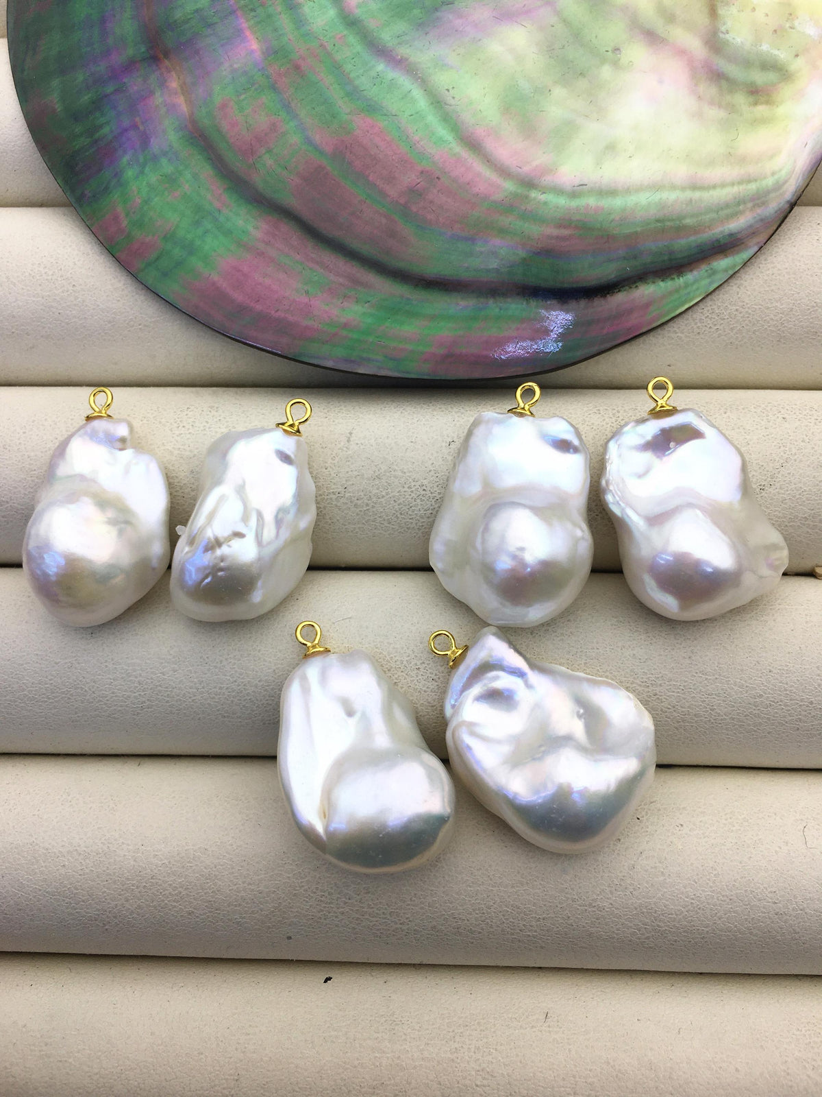 2 pairs AAA 14-16x19-23mm White Flameball Pearl Pairs - large Baroque freshwater pearl pairs,FL15-3A-10