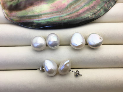 2 pairs AA+ 11-13mm White nugget pearl dangle earrings,S925 sterling silver,wedding pearl earrings,SE3-T66