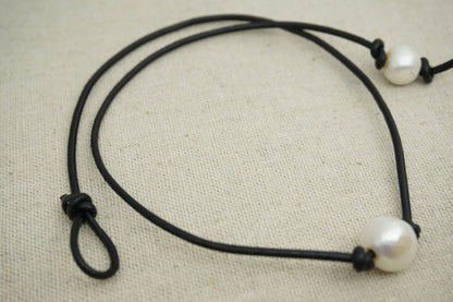 AAA Leather Pearl Choker,pearl choker necklace,Pearl Leather Necklace,Bracelet,Black Leather Pearl necklace,necklaces for women,Le1-004