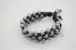 Three rows Gray pearl bracelet,Leather Pearls Bracelet, Handmade Cuff,Gray Pearls on Brown Leather,Black leather bracelet,Le7-100