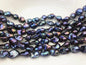 15.5'' AAA 13-16mm Black Green Blue Rainbow flame ball pearl,FL15-3A-7-15