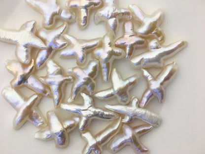 1pc AAA 20-25mm Fat Freshwater Pearl Loose Pearl Bead White Cross Pearl Loose Bead,no hole size,ZS-100-1