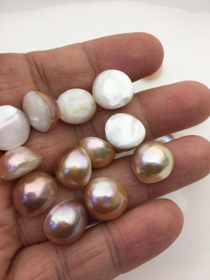 15pcs AAA 12-13mm Baroque Mabe Natural Purple Rainbow Freshwater Pearls,no hole,MB-T63