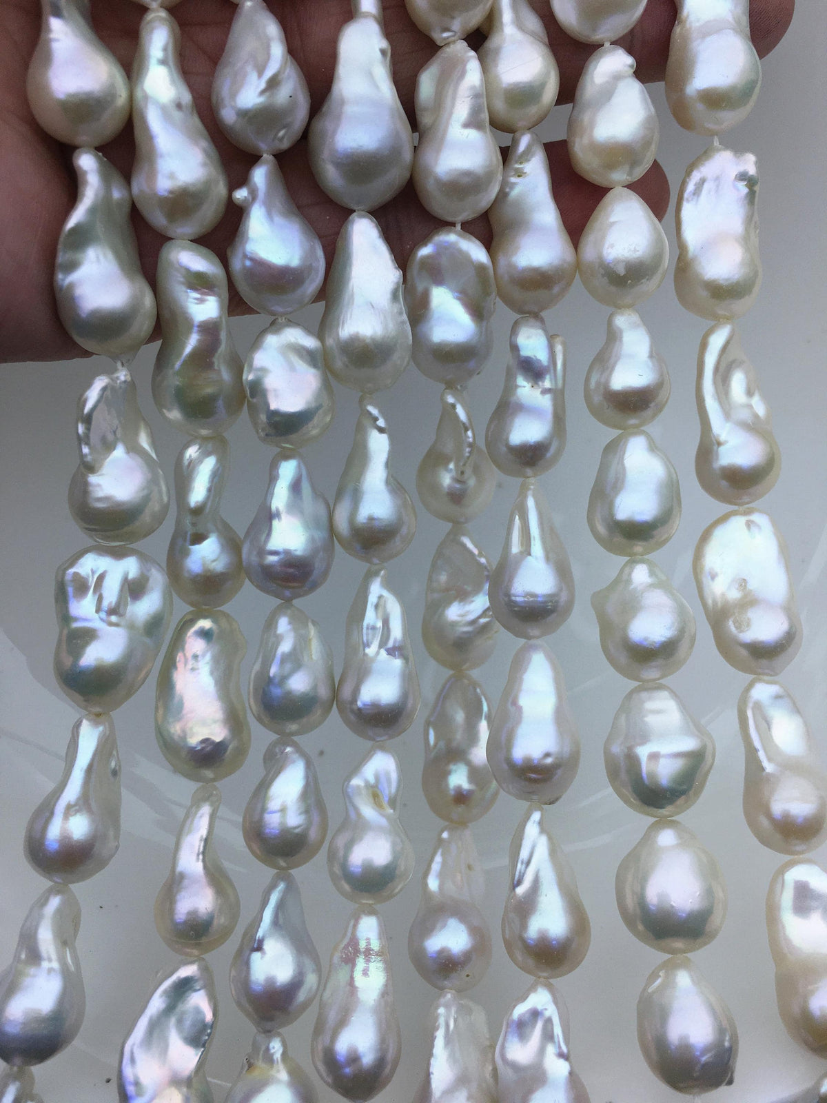 15.5'' AAA 11-14mm White flame ball pearl,FL15-3A-7-29