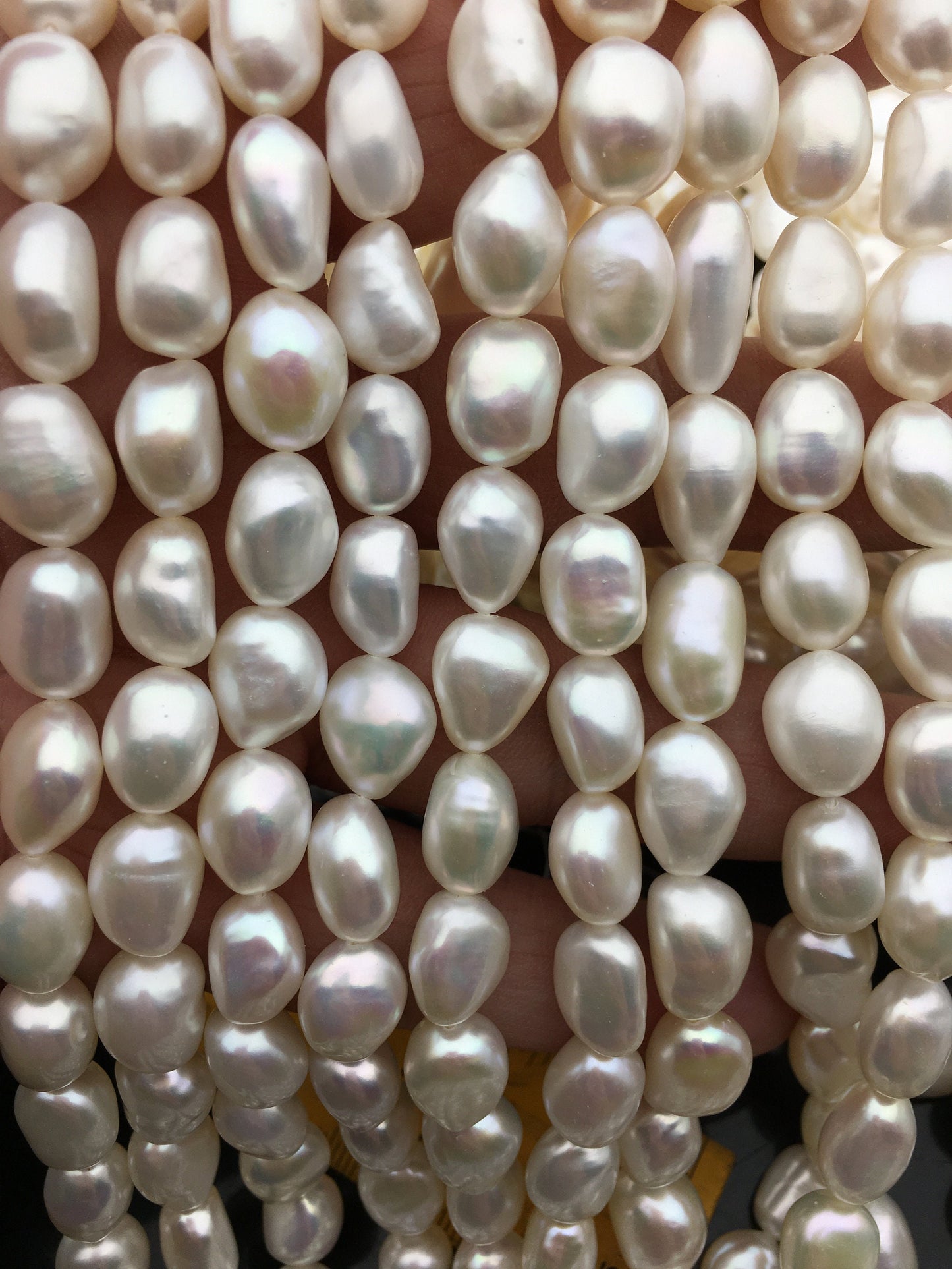AAA 9.4-10.2mm white long nugget freshwater pearls,cultured freshwater baroque pearl bead string,LM10-T6