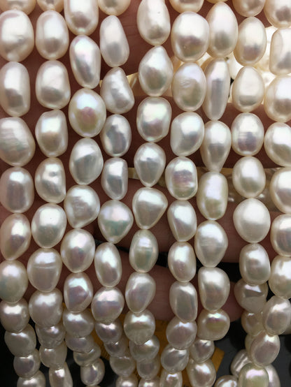AAA 9.4-10.2mm white long nugget freshwater pearls,cultured freshwater baroque pearl bead string,LM10-T6