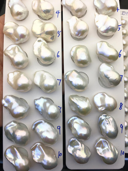 1 pair AAA 13-17x19-24mm White Flame ball Pearl Pairs - large Baroque freshwater pearl pairs,FL15-3A-8-4
