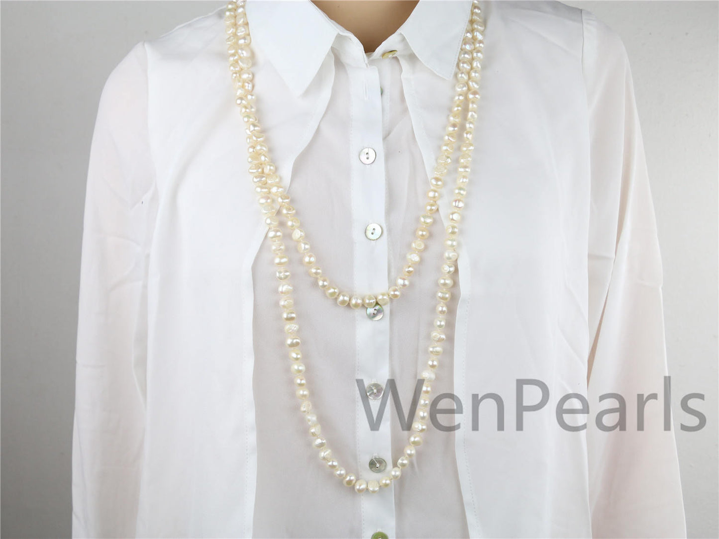 72 inches AA+ 8x9mm white nugget pearl Necklace,NPN1-027