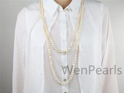 72 inches AA+ 8x9mm white nugget pearl Necklace,NPN1-027