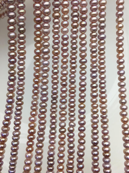 AAA 4.5-5mm tiny purple button round freshwater pearls,Rondelle pearl Beads,white loose pearl strands,SM4-T1