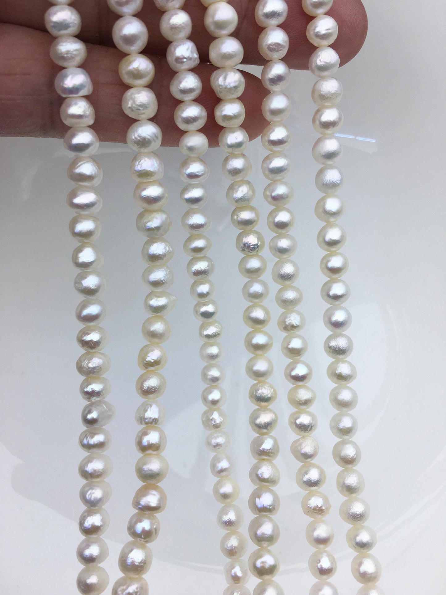 AA+ 5.5-6.5mm Thick Skin white button pearls,Rondelle pearl Beads,loose strands,SM6-T12