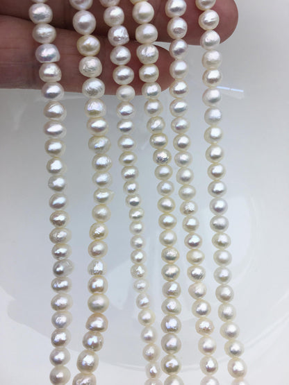 AA+ 5.5-6.5mm Thick Skin white button pearls,Rondelle pearl Beads,loose strands,SM6-T12