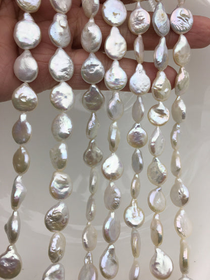 AA+ 11-12mm White Drop Coin freshwater pearls,diy bead,flat round pearl bead,COIN12-2A-2-24