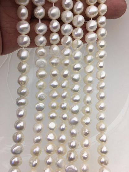 AAA 7.3-8.4mm white nugget freshwater pearls,irregular pearl,Cultured Pearl Beads,Loose Pearls Bulk Supplies,LM8-3A-10