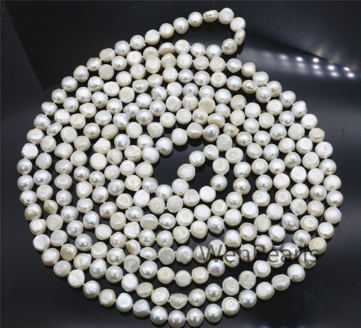 100 inches AA 9mmx9-11mm white nugget pearl Necklace,NPN1-T2