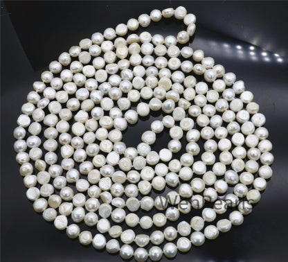 100 inches AA 9mmx9-11mm white nugget pearl Necklace,NPN1-T2
