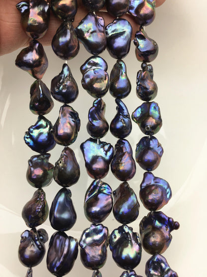 15.5'' AA+ 12-16mm Green Black Rainbow flame ball pearl,FL15-2A-5-104