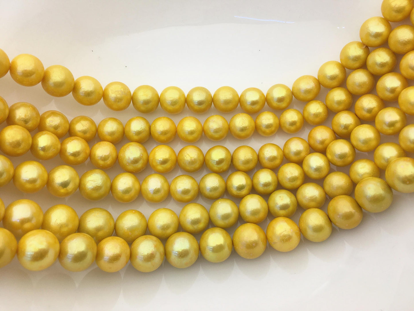 15.5'' AA 12-15mm yellow gold round baroque Edison Freshwater Pearl,ED13-2A-1
