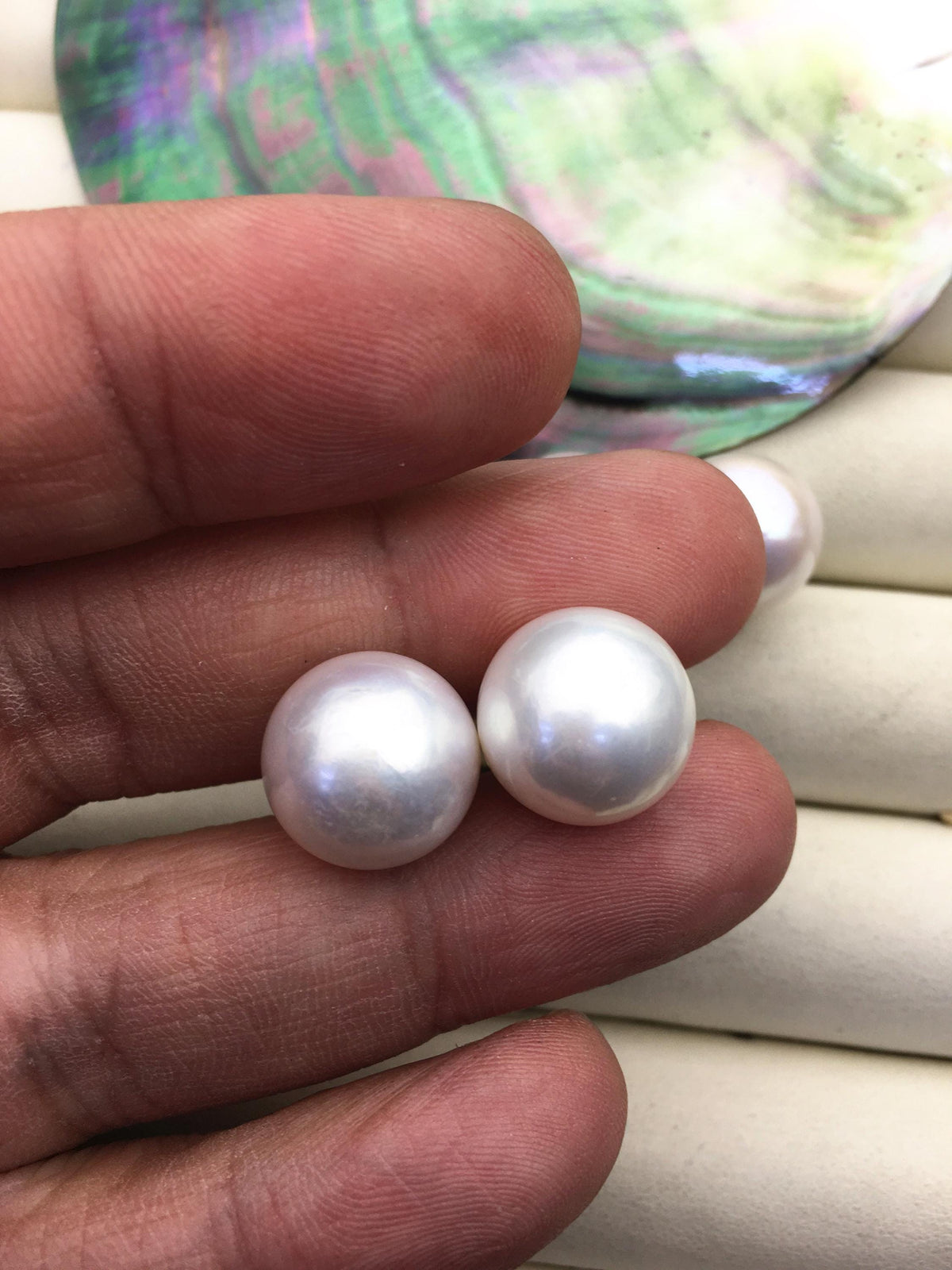 AA+ 13-14mm big white round edison pearl stud earrings,SE3-T9-28